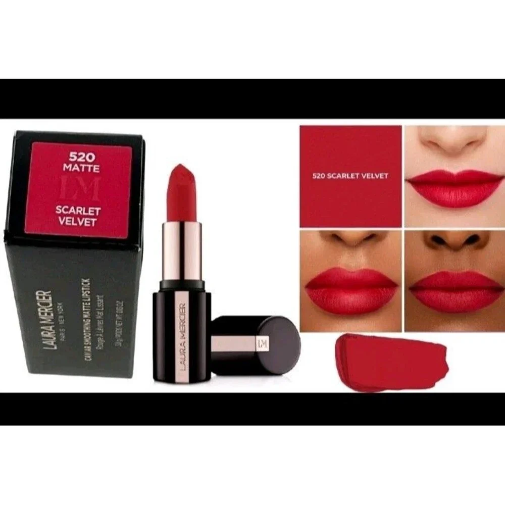 Laura Mercier Caviar Smoothing Matte Lipstick 520 Scarlet Velvet Mini .01 Oz New